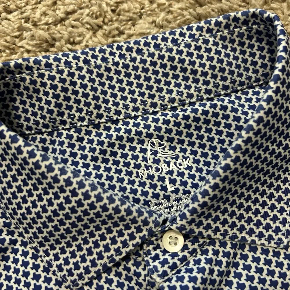 Rhoback Don’t Mess Texas Full Print Golf Performance Polo Button Up Shirt Large - Picture 2 of 5